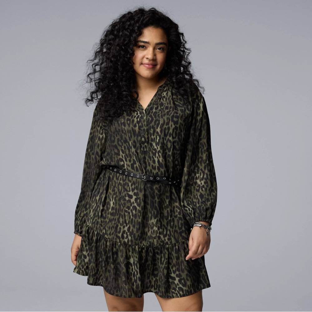 NWT Simply Vera Vera Wang Green Leopard Mini Dress